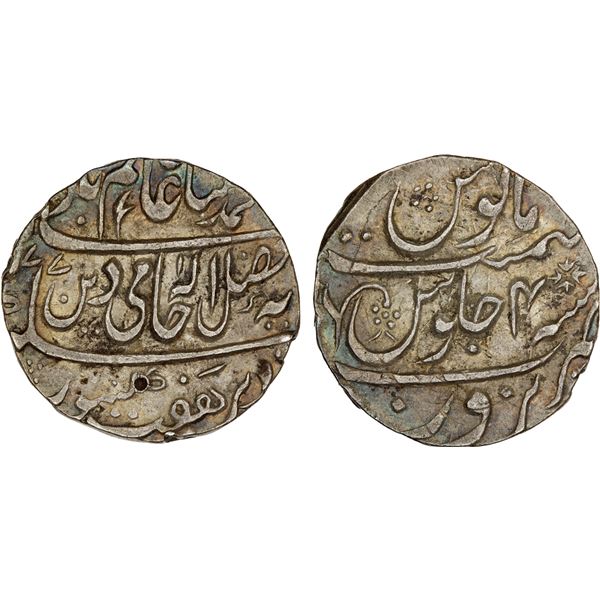 NARWAR: Mahadji Rao, 1761-1794, AR rupee (11.22g), AH(11)77 year 4, XF