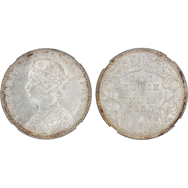 BRITISH INDIA: Victoria, Empress, 1876-1901, AR rupee, 1900-B, NGC MS61