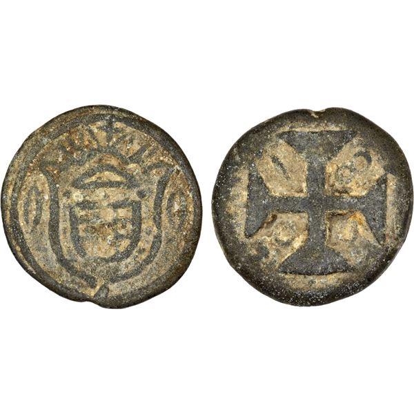 PORTUGUESE INDIA: DIU: Joao, regent, 1799-1816, Tin 20 bazarucos (13.29g), 1800, VF