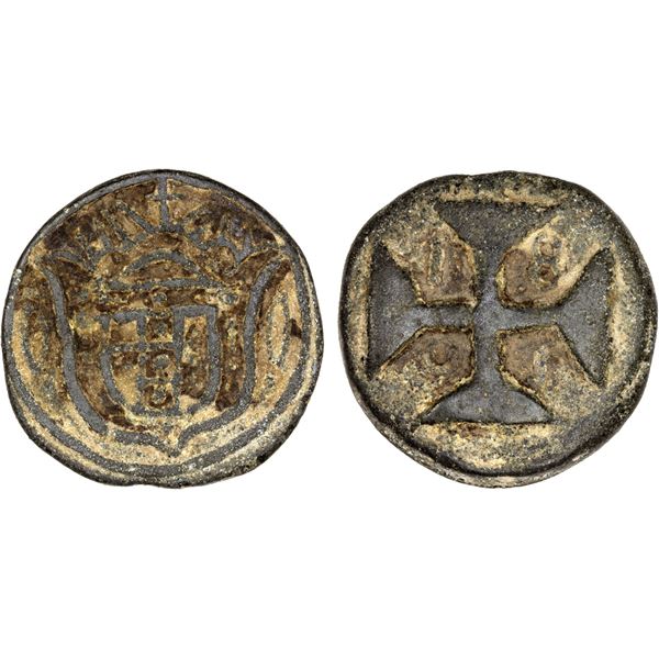 PORTUGUESE INDIA: DIU: Joao, regent, 1799-1816, Tin 20 bazarucos (15.79g), 1801, About VF