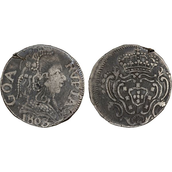 PORTUGUESE INDIA: GOA: Maria I, 1788-1809, AR rupia, 1803, Crude VF