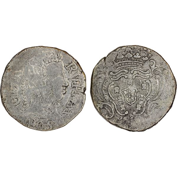 PORTUGUESE INDIA: GOA: Maria I, 1788-1809, AR rupia (10.85g), 1805, VF