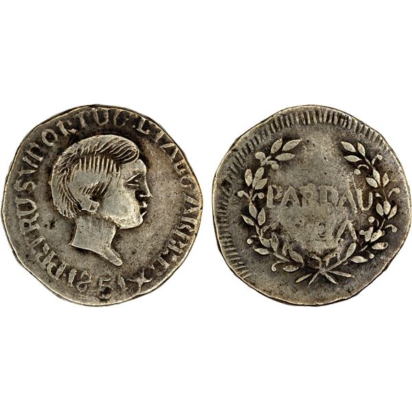 PORTUGUESE INDIA: GOA: Maria II, 2nd reign, 1834-1853, AR pardao (5.55g), 1851, F-VF