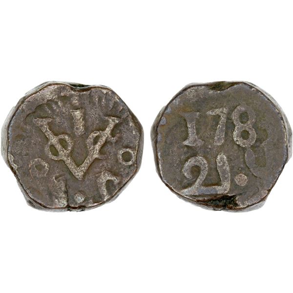CEYLON (DUTCH): AE stuiver (15.72g), Jaffna Mint, 1783-I, F-VF