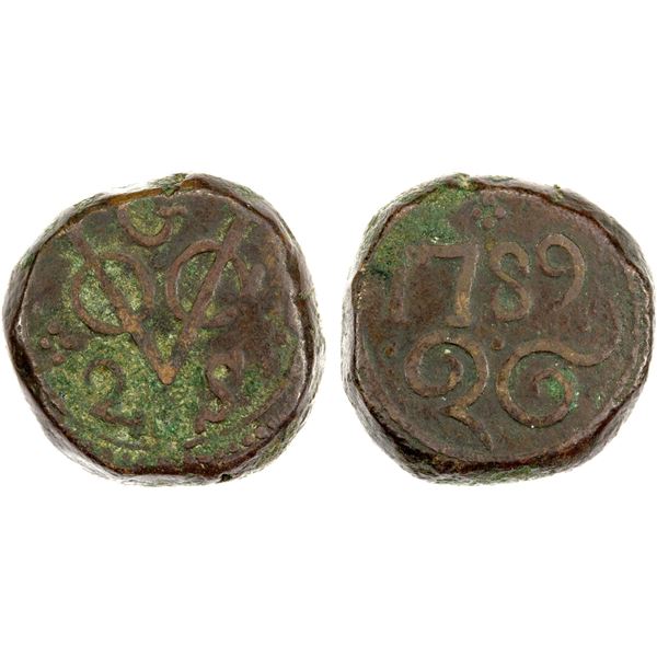 CEYLON (DUTCH): AE 2 stuiver (23.22g), Galle Mint, 1789-G, VF
