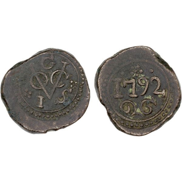 CEYLON (DUTCH): AE stuiver (12.55g), Galle Mint, 1792-G, VF-XF