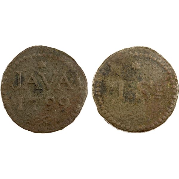 INDONESIA: JAVA: stuiver (12.94g), 1799, VF - Stephen Album Rare Coins