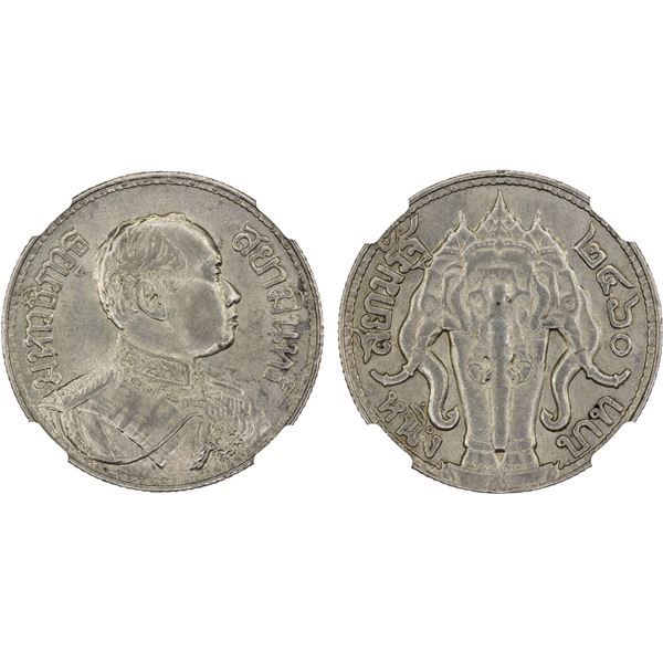 THAILAND: Rama VI, 1910-1925, AR baht, BE2460 (1917), NGC MS62