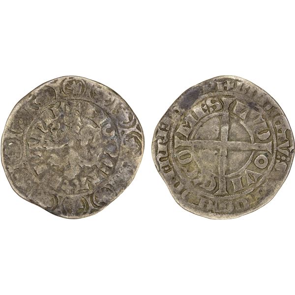BELGIUM: FLANDERS: Lodewijk van Nevers, 1322-1346, AR leeuwengroot (3.03g), ND, VG-F