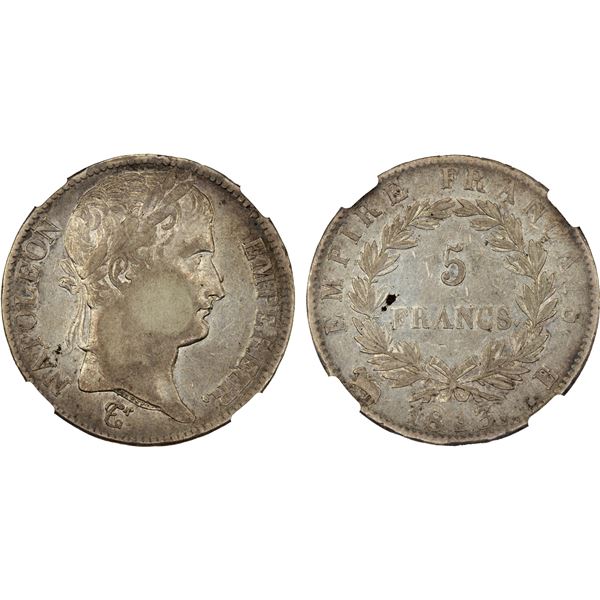 FRANCE: Napoleon I, Emperor, 1804-1814, AR 5 francs, 1813-B, NGC VF details