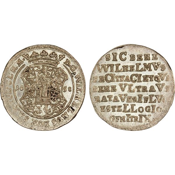 SAXE-WEIMAR: Wilhelm IV, 1640-1662, AR 1/24 thaler, 1658, AU