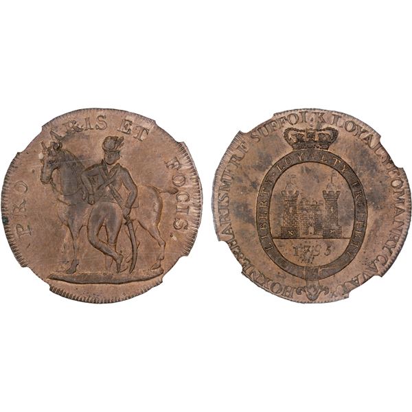 GREAT BRITAIN: Middlesex, AE halfpenny token, 1795, NGC MS64 RB