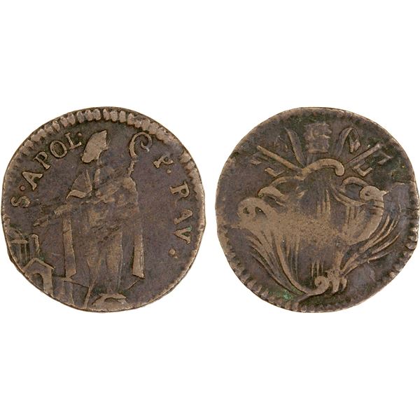 RAVENNA: Benedict XIV, 1740-1758, AE quattrino, ND (1750), VF