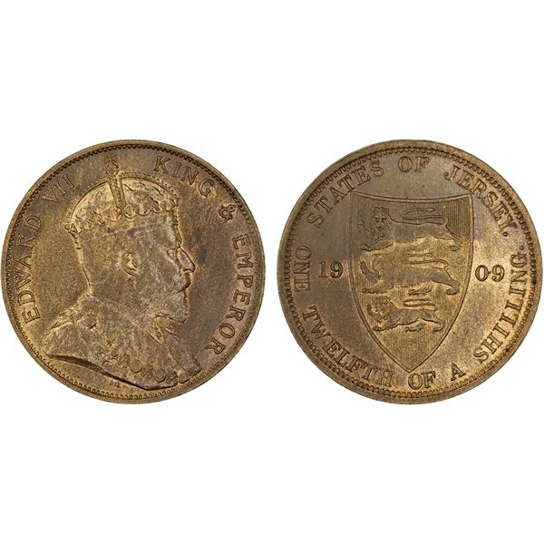 JERSEY: Edward VII, 1901-1910, 1/12 shilling, 1909, UNC