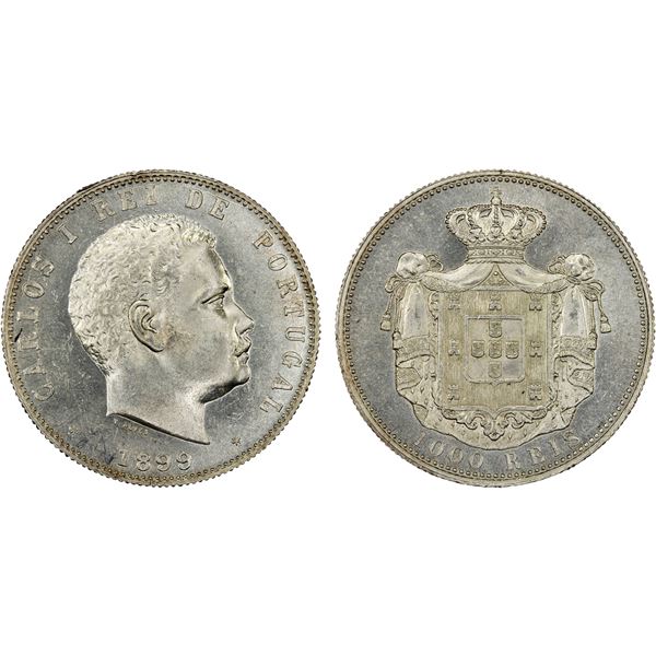 PORTUGAL: Carlos I, 1889-1908, AR 1000 reis, 1899, UNC