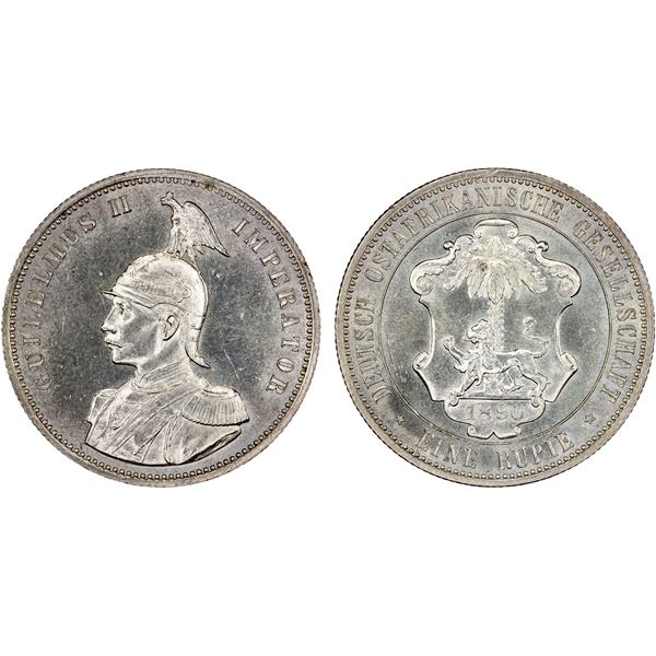 GERMAN EAST AFRICA: Wilhelm II, 1888-1918, AR rupie, 1890, UNC