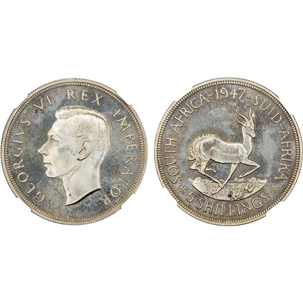 SOUTH AFRICA: George VI, 1936-1952, AR 5 shillings, 1947, NGC Proof 65