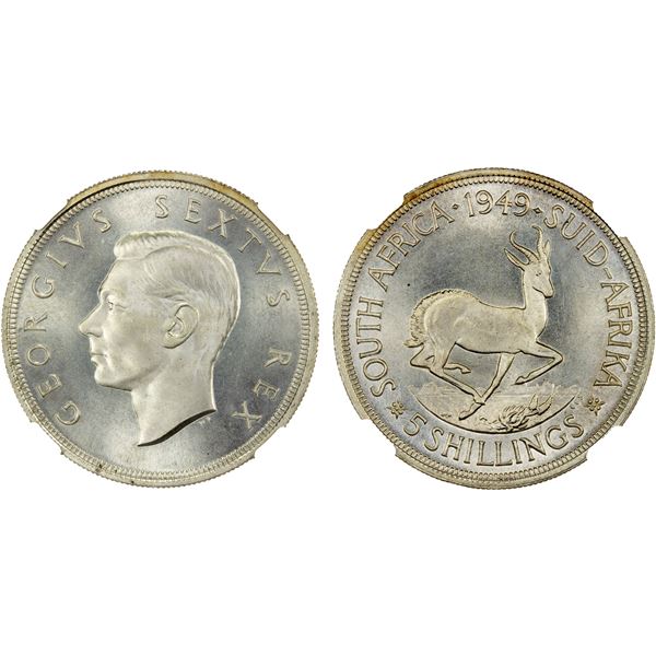 SOUTH AFRICA: George VI, 1936-1952, AR 5 shillings, 1949, NGC Prooflike MS66