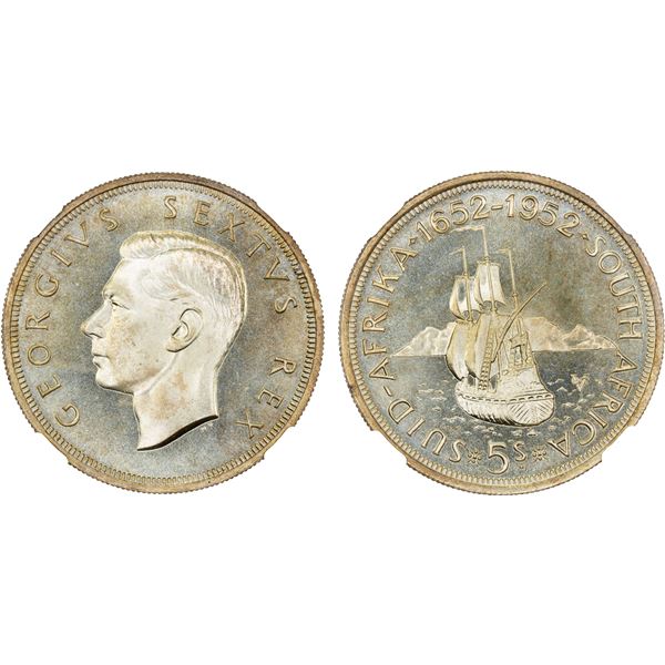 SOUTH AFRICA: George VI, 1936-1952, AR 5 shillings, 1952, NGC Prooflike MS67