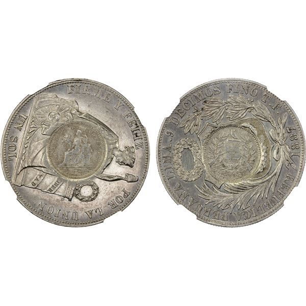 GUATEMALA: Republic, AR peso, 1894, NGC AU details
