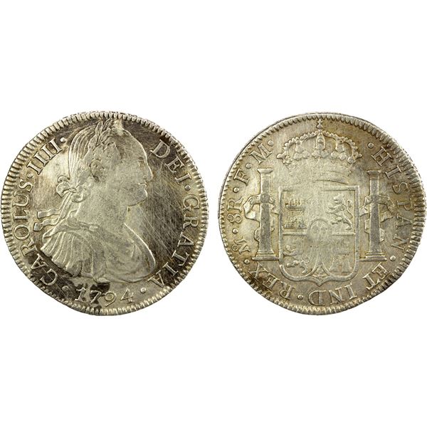MEXICO: Carlos IV, 1788-1808, AR 8 reales, 1794-Mo, XF-AU
