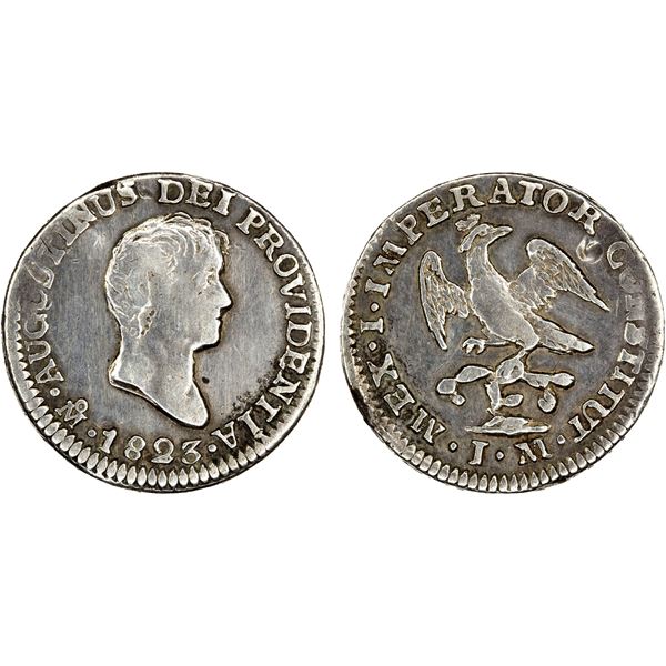 MEXICO: Augustin I Iturbide, 1822-1823, AR 1/2 real, 1823, VF
