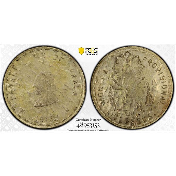 MEXICO: Revolutionary Issue, AR 2 pesos, Oaxaca, 1915, PCGS AU details