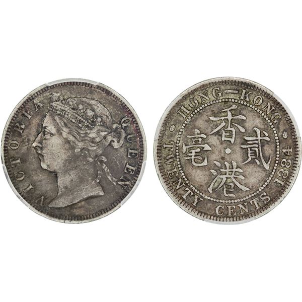 HONG KONG: Victoria, 1840-1901, AR 20 cents, 1884, PCGS XF