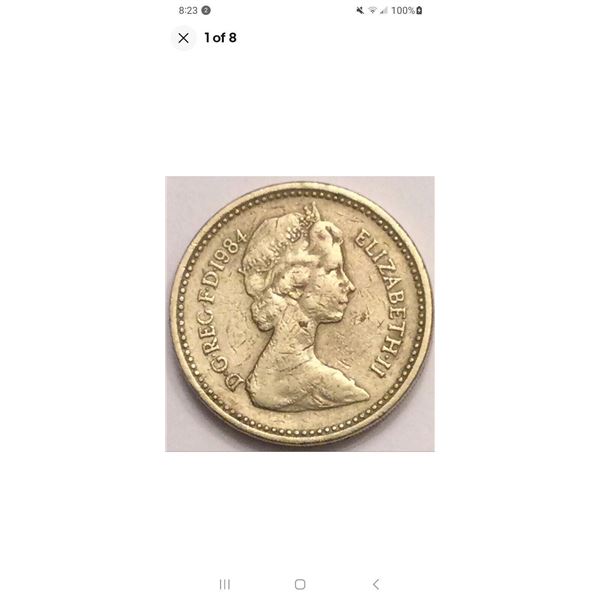 1984 British 1 Pound Queen Elizabeth II Error Coin - Inscription Upside Down RARE!