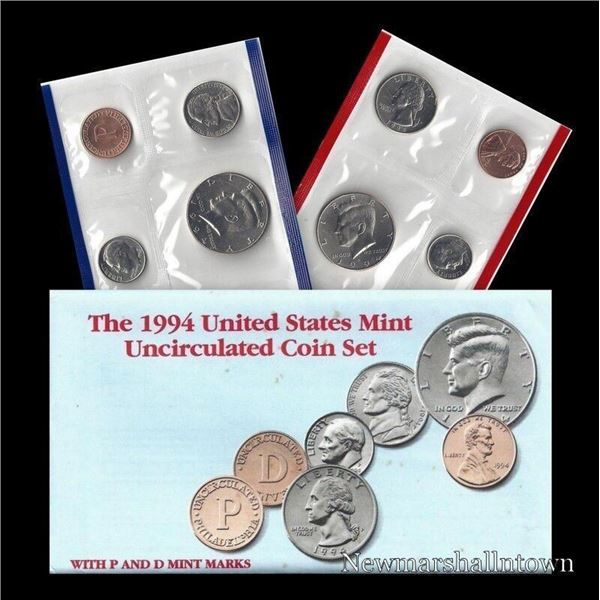 1994 P+D U S Mint Set ~ Kennedy Washington Roosevelt Jefferson Lincoln U S Coins