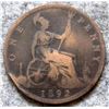 1892 UNITED KINGDOM QUEEN VICTORIA BRONZE COMPOSITION 1-PENNY COIN