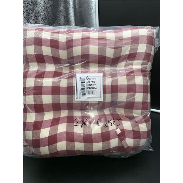 Burgandy Plaid Chair Pad (2 x 16in x 15in x 3in)