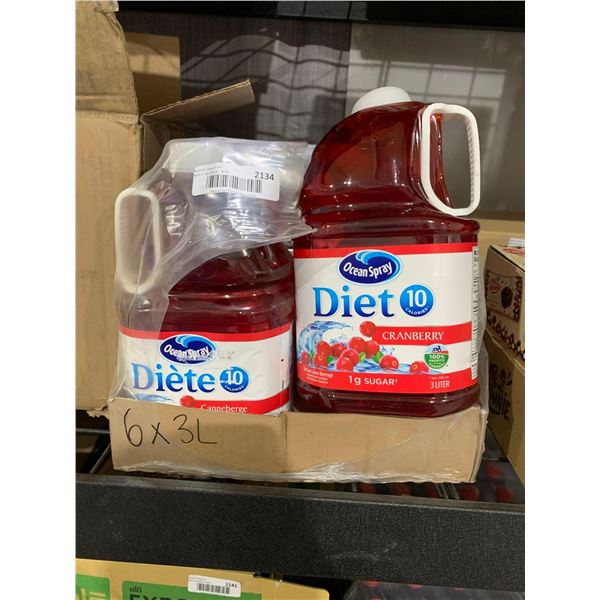 Ocean Spray Diet Cranberry Juice - Lot of 6 x 3L