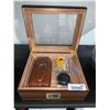 Image 1 : Cigarol Cigar Humidors, Humidor Cigar Box Carbon Fiber Glass Top Cigar Case Cigar Gift Set, Cedar Wo