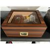 Image 2 : Cigarol Cigar Humidors, Humidor Cigar Box Carbon Fiber Glass Top Cigar Case Cigar Gift Set, Cedar Wo