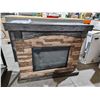 Image 1 : 42" Electric Chimenea Sable Mills Tan Faux Stone Mantel  - 4777 BTU fan forced air heater provides a