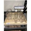 Image 1 : Lot of assorted kitchen items, measuring cups, drink jugs, glass bottles and storage container with 