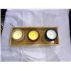 Image 2 : Lot of 3 assorted scented candles with wooden tray