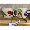 Image 3 : Lot of 4 Guiness pint glasses, 4 coffee cups with vegetable painting, 3 sauce dishes with mini spoon