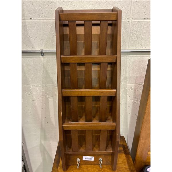 Signature Fine Furniture wall mount magazine rack with key hooks