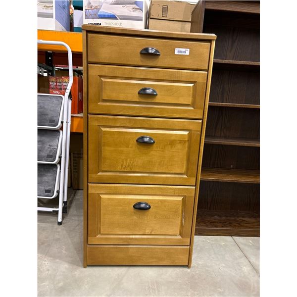 Solid Maple 4 drawer file cabinet with rolling wheels