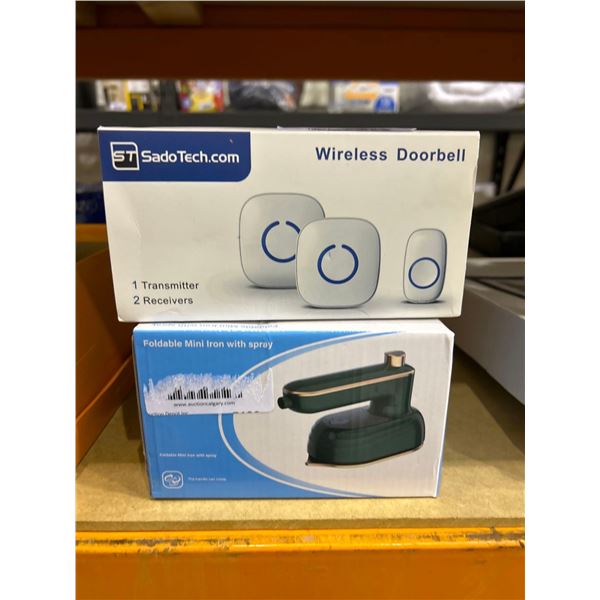 Combo lot of sado tech wireless doorbell kit and portable mini iron with spray function