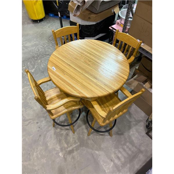 Wooden bar style dining table with 4 matching chairs