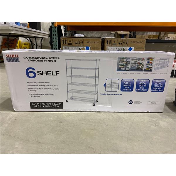 Seville classics commercial chrom steel 6 shelf shelving unit