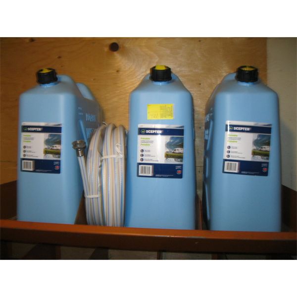 3 POTABLE WATER CONTAINERS & 2 HOSES