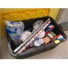 Image 1 : BIN OF MISC: PAPER PLATES, BOWLS, SCOURING PADS, ETC.