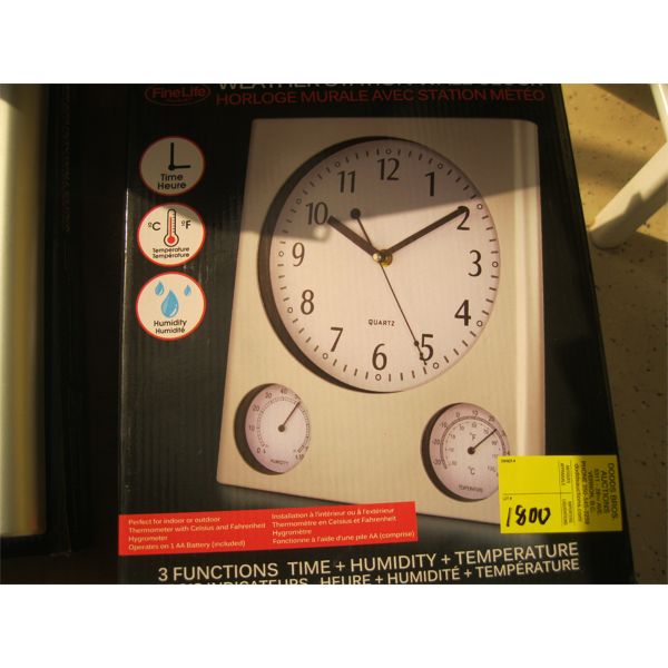 2 WEATHER STATION WALL CLOCKS