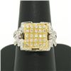 Image 3 : 18k Two Tone Solid Gold 1.10 ctw Round Pave Diamond Square Cocktail Ring