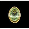 Image 2 : 14KT Yellow Gold 27.45 ctw Green Quartz and Diamond Ring