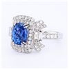 Image 2 : 2.61 ctw UNHEATED Blue Sapphire and 0.90 ctw Diamond Platinum Ring